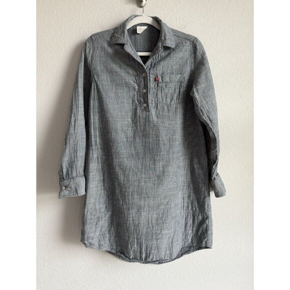 Levi’s Strauss &‎ Co Women's Striped Woven Sleep Shirt w/Pockets Blue Size Small - Picture 6 of 16